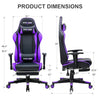 GTRACING Gaming Chair with Footrest, Ergonomic Computer Game Desk Chair, Reclining Gamer Chair Seat Height Adjustment, Swivel Rocker with Headrest and Lumbar, Purple