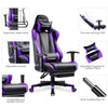 GTRACING Gaming Chair with Footrest, Ergonomic Computer Game Desk Chair, Reclining Gamer Chair Seat Height Adjustment, Swivel Rocker with Headrest and Lumbar, Purple