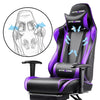 GTRACING Gaming Chair with Footrest, Ergonomic Computer Game Desk Chair, Reclining Gamer Chair Seat Height Adjustment, Swivel Rocker with Headrest and Lumbar, Purple